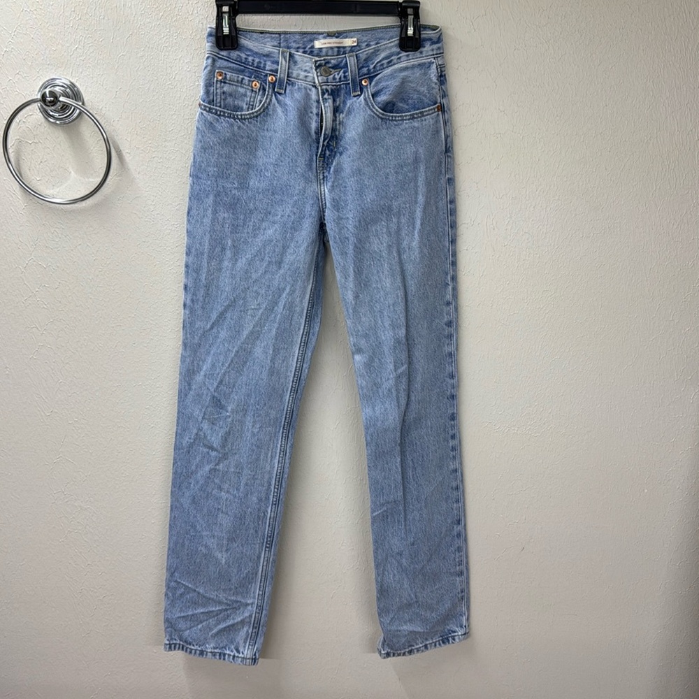 Levi’s straight leg low rise pro light washed blue jeans